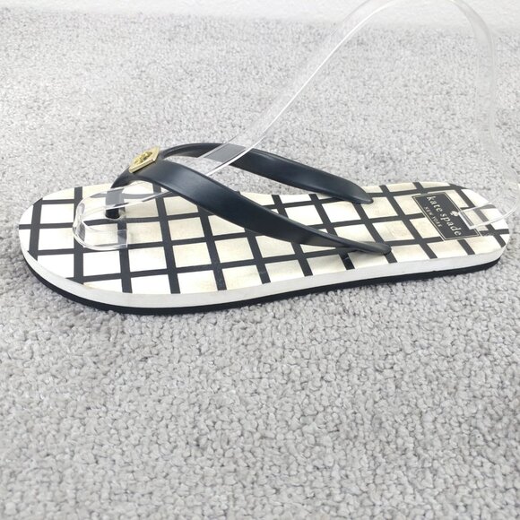 Kate Spade New York Womens 9 Shoes Thong Flip Flop Sandals Slip On Black Check - Picture 3 of 9